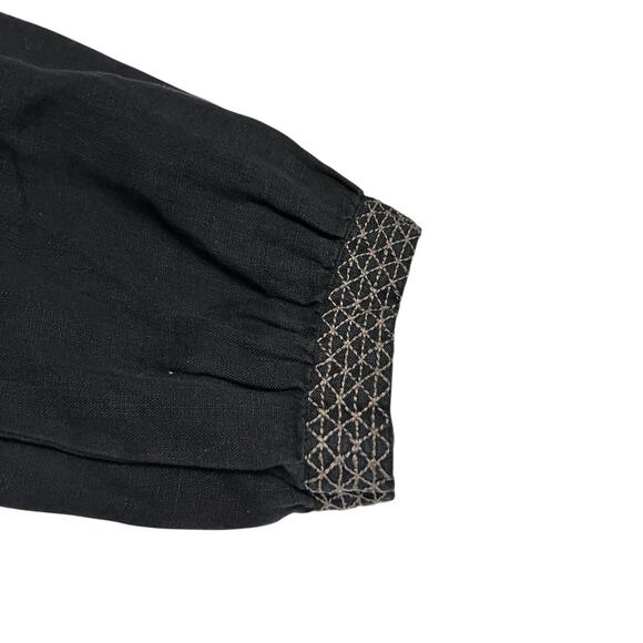 Gudrun Sjoden Womens XL Korinth Blouse 3/4 Sleeve Tunic Top Black Relaxed Linen - Picture 3 of 8